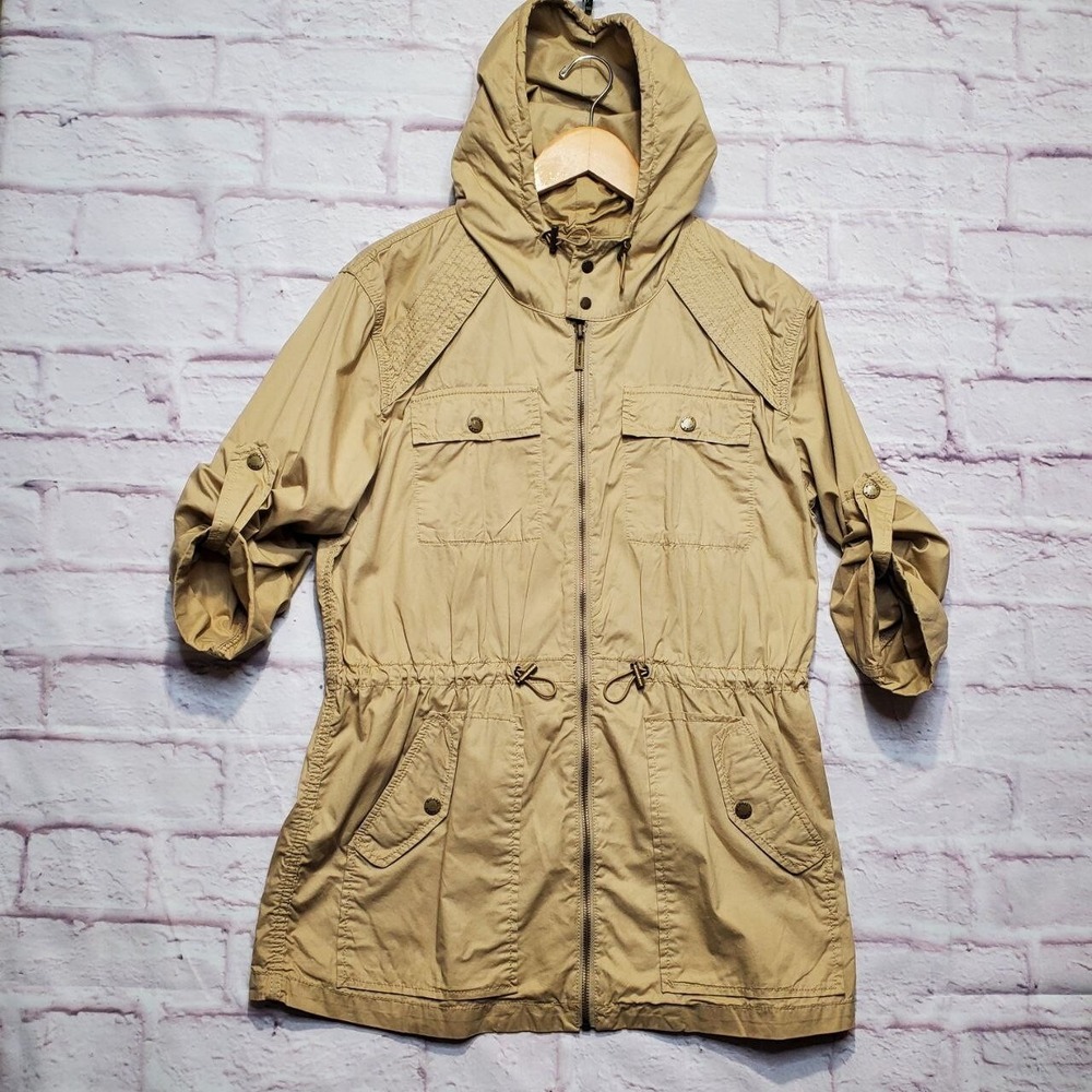 Michael Kors Utility Style Jacket Womens Small Tan Cotton Safari Adventure Coat - Picture 2 of 16